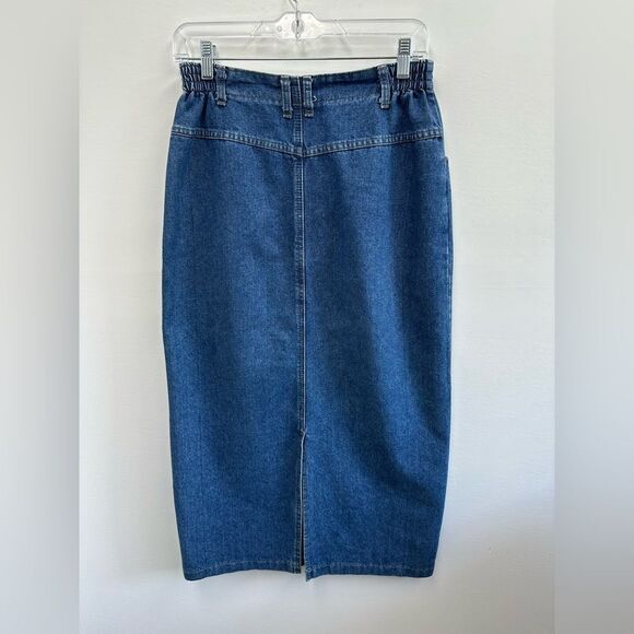 Vintage 90's Lee Blue Denim Maxi Skirt High Rise Straight Fit Size S - Picture 8 of 12